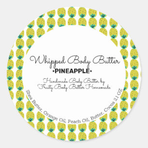 Sticker Rond Beurre Corporel à l'Ananas Emballage de Marque pou