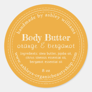 Sticker Rond Beurre corporel artisanal Bio Entreprise Jaune