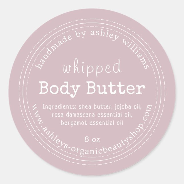 Sticker Rond Beurre corporel artisanal Bio Entreprise Purple (Devant)