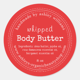 Sticker Rond Beurre corporel artisanal Bio Entreprise Rouge bri