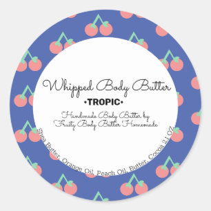 Sticker Rond Beurre Corporel Cerise Emballage de Marque pour Ba