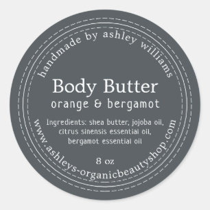 Sticker Rond Beurre Corporel Fait Main Biologique Noir Décalé