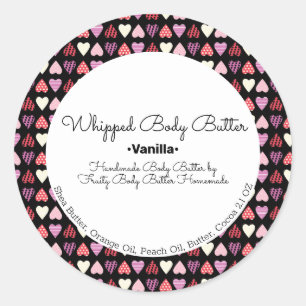 Sticker Rond Beurre Corporel Hearts Emballage de Marque pour Ba