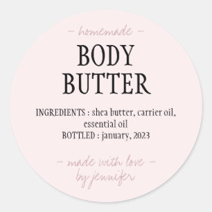 Sticker Rond Beurre Corporel Maison Écriture Rose