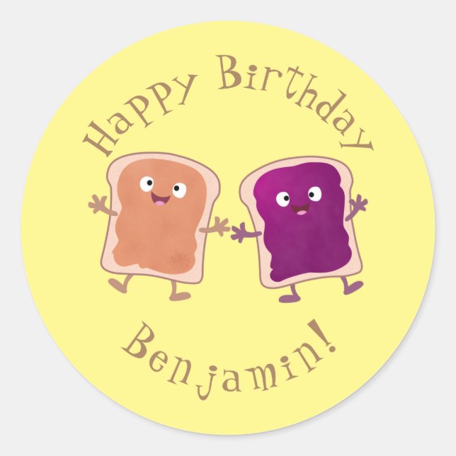 Sticker Rond Beurre d'arachide mignonne et caricature sandwich  (Devant)