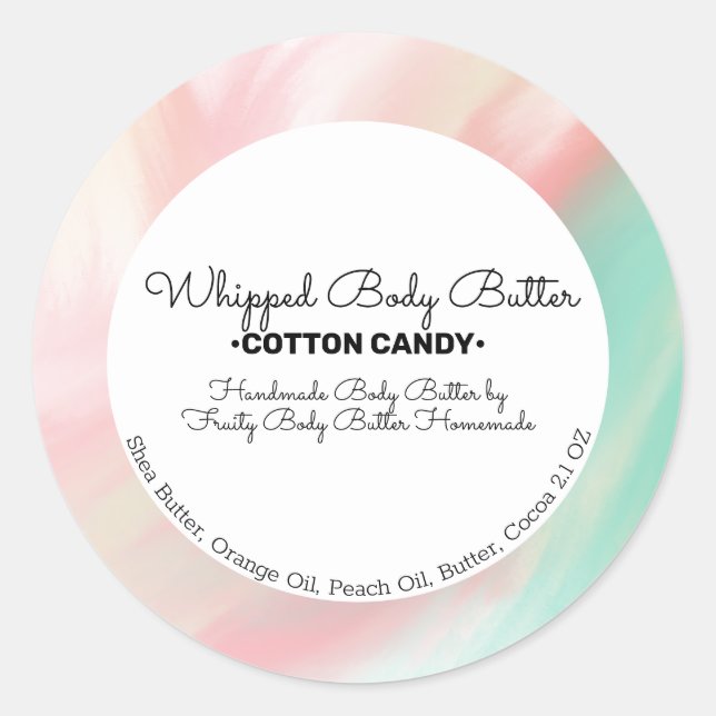 Sticker Rond Beurre de bonbon en coton Bain Marquage Emballage  (Devant)