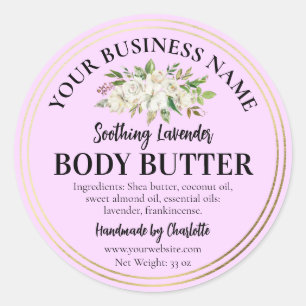 Sticker Rond Beurre de corps artisanal Pots de produit Petite e