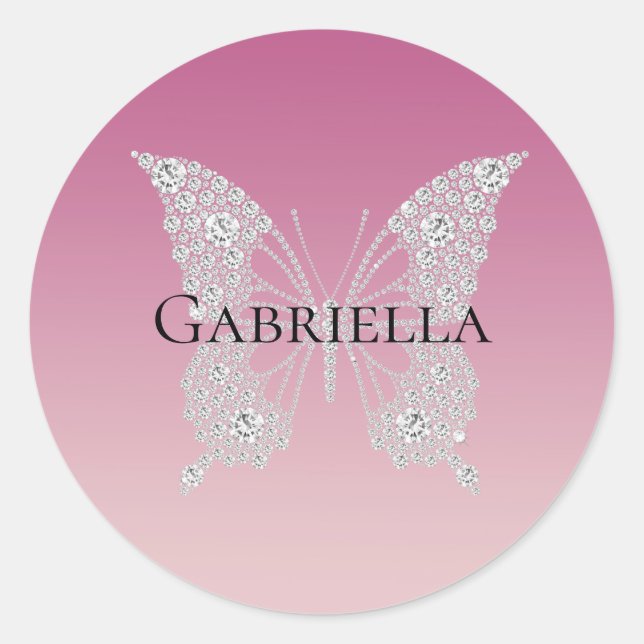 Sticker Rond Beurre de diamants de Faux Rose Glam (Devant)