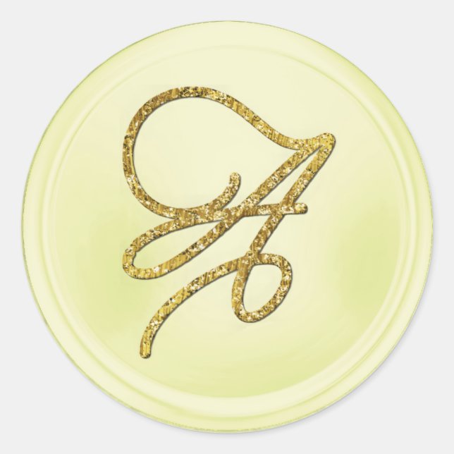 Sticker Rond Beurre de monogramme de script doré TOUTES INITIAL (Devant)