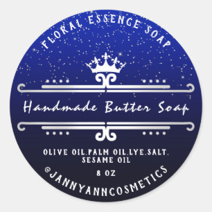 Sticker Rond Beurre de savon Cosmétique gris Royal Blue Navy