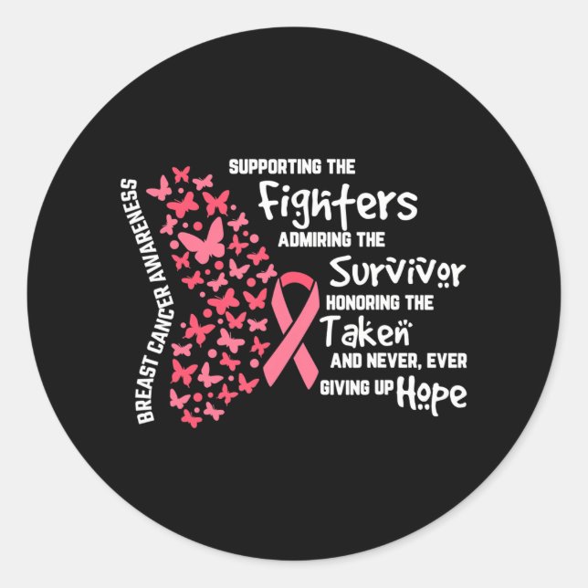 Sticker Rond Beurre du cancer du sein Ruban rose dire (Devant)