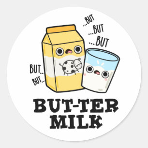 Sticker Rond Beurre Lait Drôle Nourriture Douille Laitière