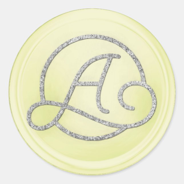 Sticker Rond Beurre Monogramme Cercle Argent TOUTES INITIALES (Devant)