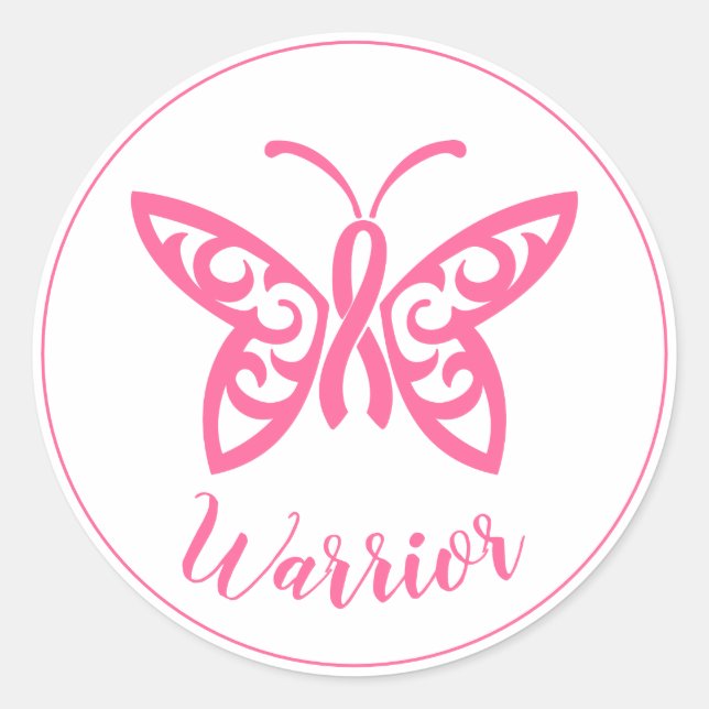 Sticker Rond Beurre rose Bouton Beurre Cancer du sein Guerrier (Devant)
