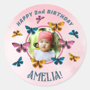 Sticker Rond Beurre rose mignonne Fille Anniversaire Photo
