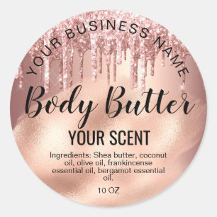 Sticker Rond beurre rose or gouttes feuille ajouter votre logo