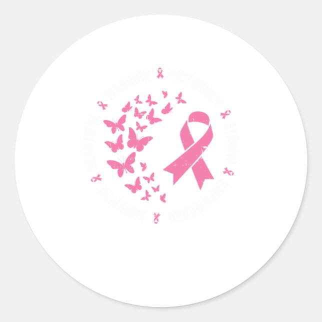 Sticker Rond Beurre rose Ruban Guerrier Mélange Cancer du Sein (Devant)