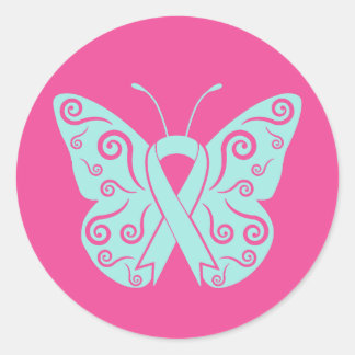 Sticker Rond Beurre rose Ruban Journée de sensibilisation au ca