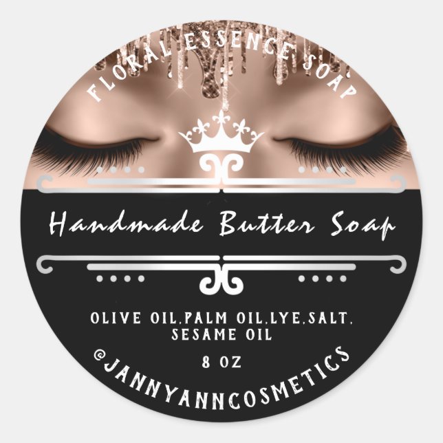 Sticker Rond Beurre Soap Cosmétique Gris Royal Lashes (Devant)