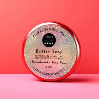 Sticker Rond Beurre Soap Cosmétique Rose fait main Logo Confett