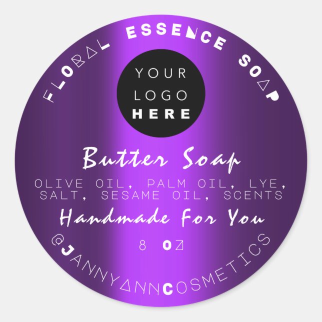 Sticker Rond Beurre Soap Cosmétiques Unique Logo Purple Fait Ma (Devant)