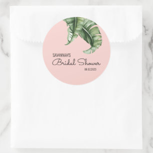 Sticker Rond Beverly Hills Fête des mariées rose et verte Favor