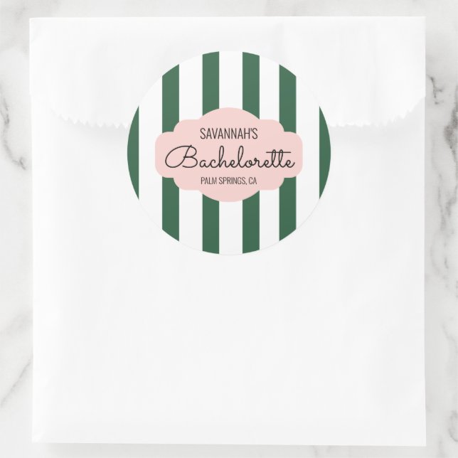 Sticker Rond Beverly Hills Pink & Green Bachelorette Party (Sac)