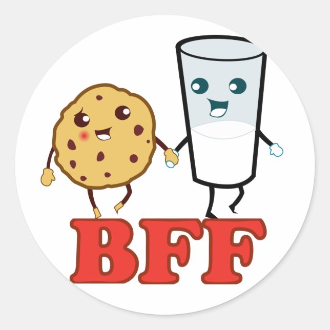 Sticker Rond BFF, biscuit et lait (Devant)