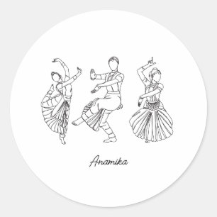 Sticker Rond Bharatanatyam Dance nom personnalisé