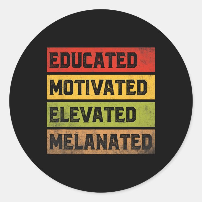 Sticker Rond Bhm Melanated élevée instruite motivée Afro Bla (Devant)