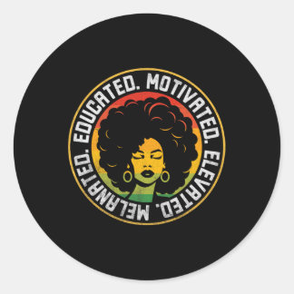Sticker Rond Bhm Melanated élevée instruite motivée Afro Bla