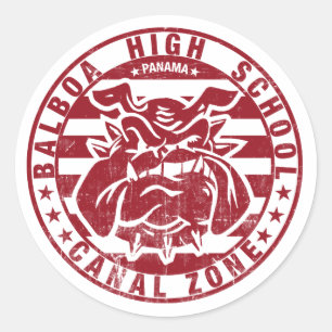 Sticker Rond BHS Bulldogs (patiné - rouge)
