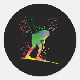 Sticker Rond Biathlète Biathlon de ski nordique 17
