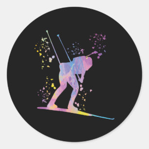 Sticker Rond Biathlète Ski nordique Biathlon 2