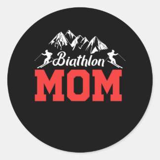 Sticker Rond Biathlon Mom Skiing Ski Winter Sports Gift