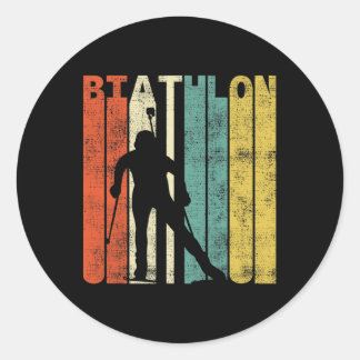 Sticker Rond Biathlon vintage Retro Biathlete Cadeau
