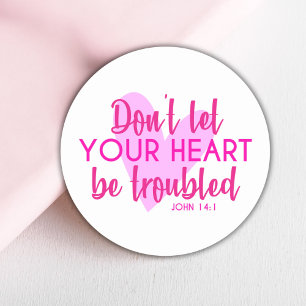 Sticker Rond Bible chrétienne Verse Jean 14:1 Foi moderne Rose