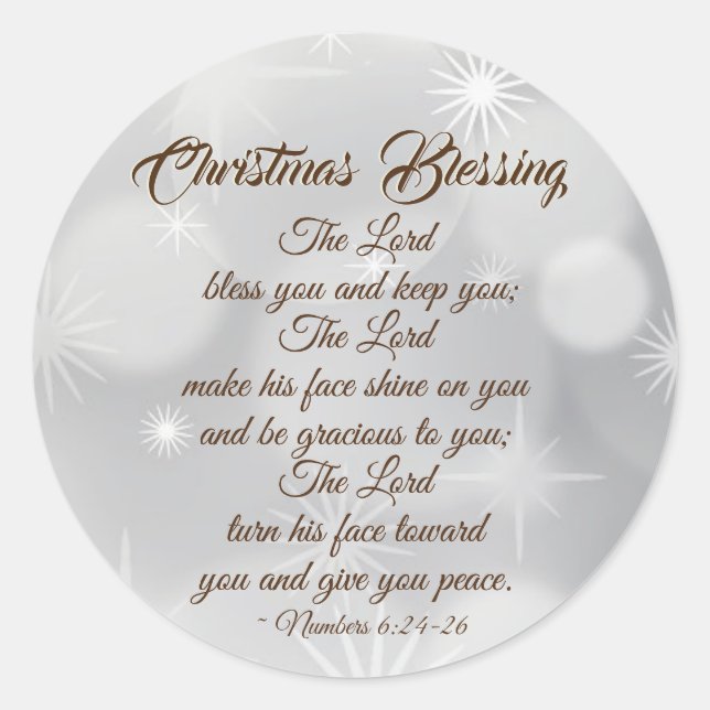 Sticker Rond Bible de Noël Numéros du couplet 6:24-26 (Devant)