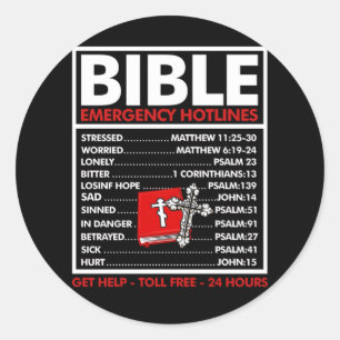 Sticker Rond Bible numéros d'urgence Bible chrétienne Jésus