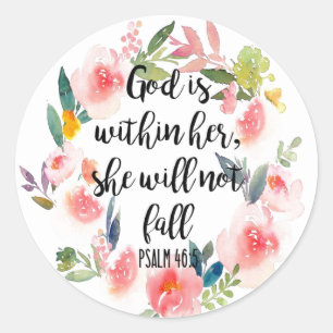 Sticker Rond Bible Psaumes Chrétiennes Florales Écriture