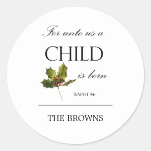 Sticker Rond Bible Verse Noël hiver Classic Round Stick