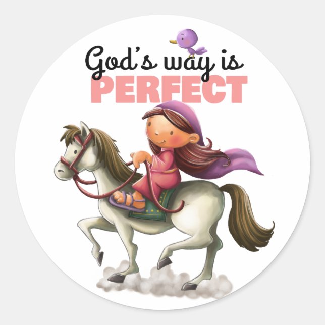 Sticker Rond Bible verset fille sur la page d'autocollant de ch (Devant)
