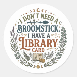 Sticker Rond Bibliothécaire ensorceleuse Carte de bibliothèque 