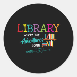 Sticker Rond Bibliothèque bibliothécaire Livres où les aventure