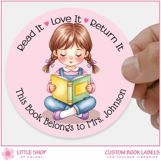 Sticker Rond Bibliothèque de classe de l'enseignant personnalis (Créateur téléchargé)