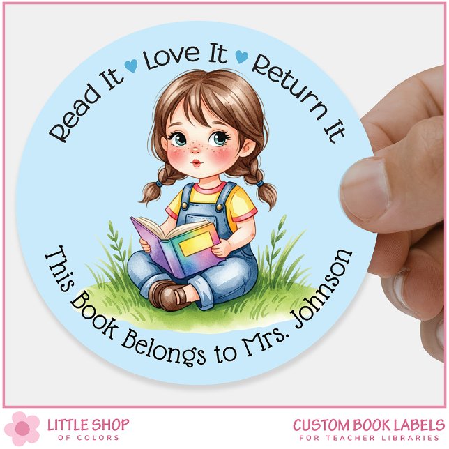Sticker Rond Bibliothèque de classe pour enseignants personnali (Créateur téléchargé)