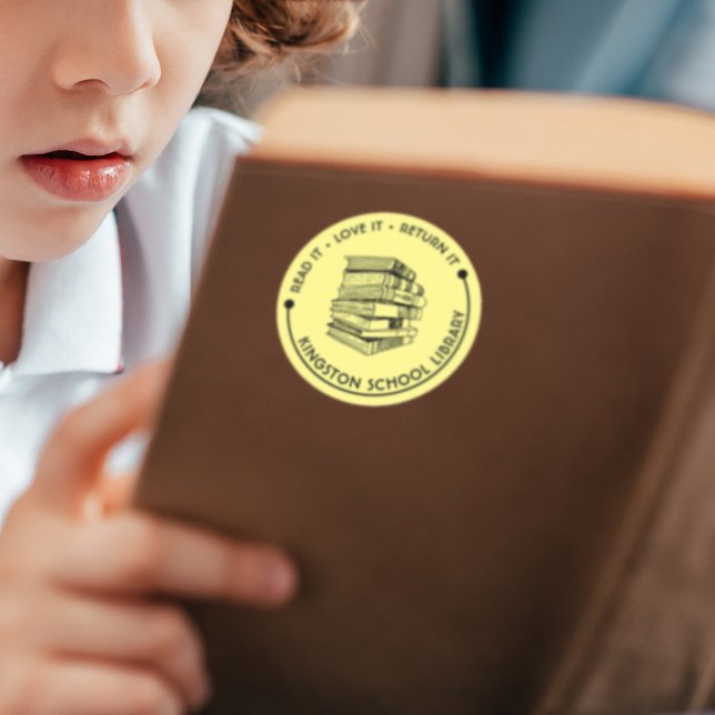 Sticker Rond Bibliothèque de l'école Lire l'amour le retourner  (Créateur téléchargé)