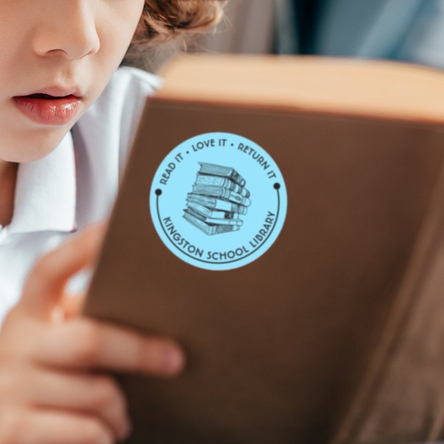 Sticker Rond Bibliothèque de l'école Lire l'amour le retourner  (Créateur téléchargé)