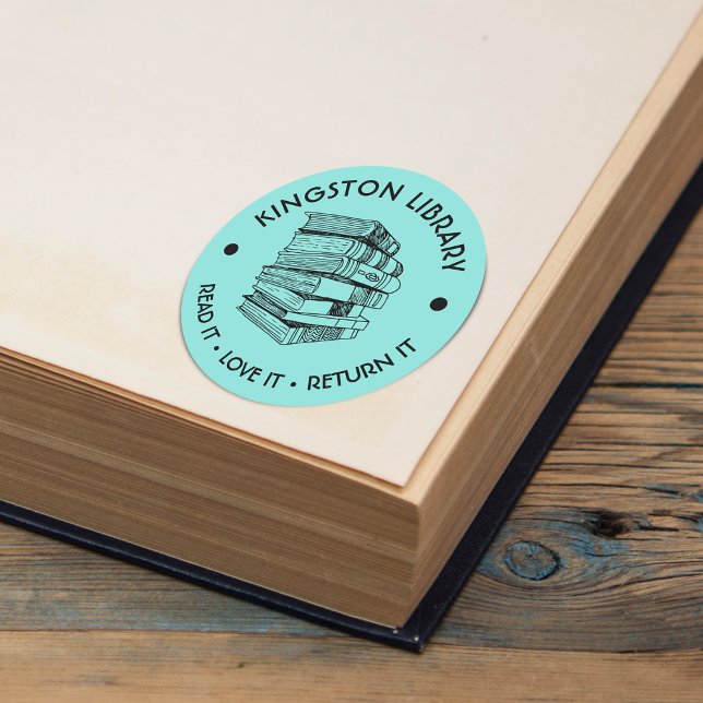 Sticker Rond Bibliothèque de ville Lire l'amour le rendre Perso (Town Library Read It Love it Return It Customize Classic Round Sticker)