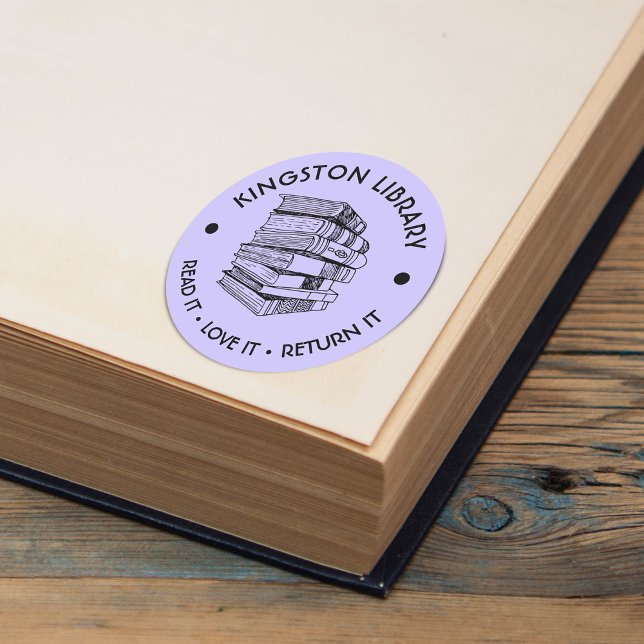 Sticker Rond Bibliothèque de ville Lire l'amour le rendre Perso (Town Library Read It Love it Return It Customize Classic Round Sticker)